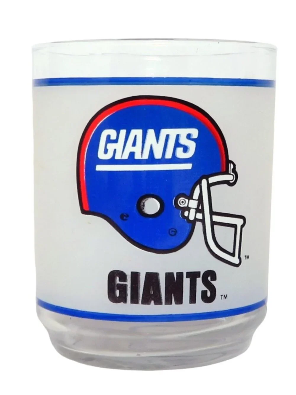 Vintage NY Giants Football Helmet Mobil Oil NFL Frosted Drinking Glass